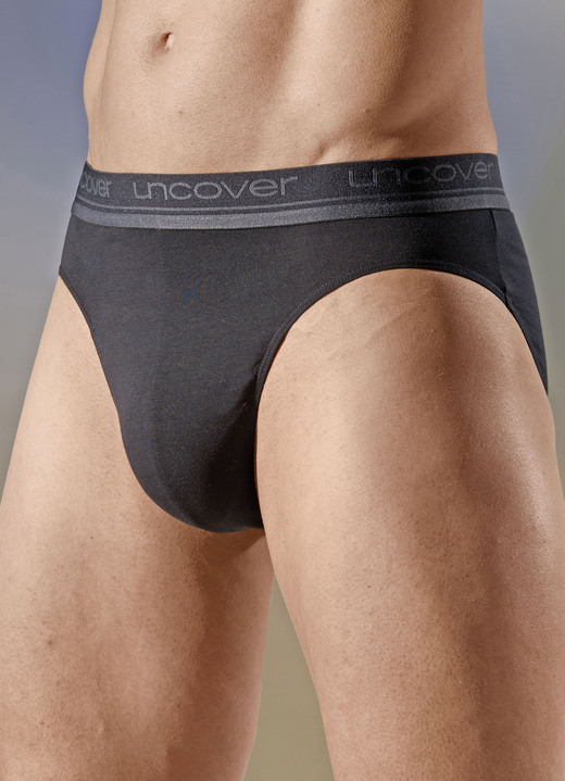 Slips & Unterhosen - uncover by Schiesser, Dreierpack Slips mit Elastikbund, in Größe 004 bis 009, in Farbe 3X SCHWARZ Ansicht 1