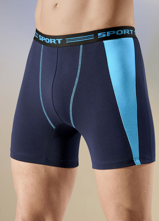 - Viererpack Pants mit Elastikbund, in Größe 005 bis 011, in Farbe 2X MARINE-TÜRKIS, 2X UNI MARINE