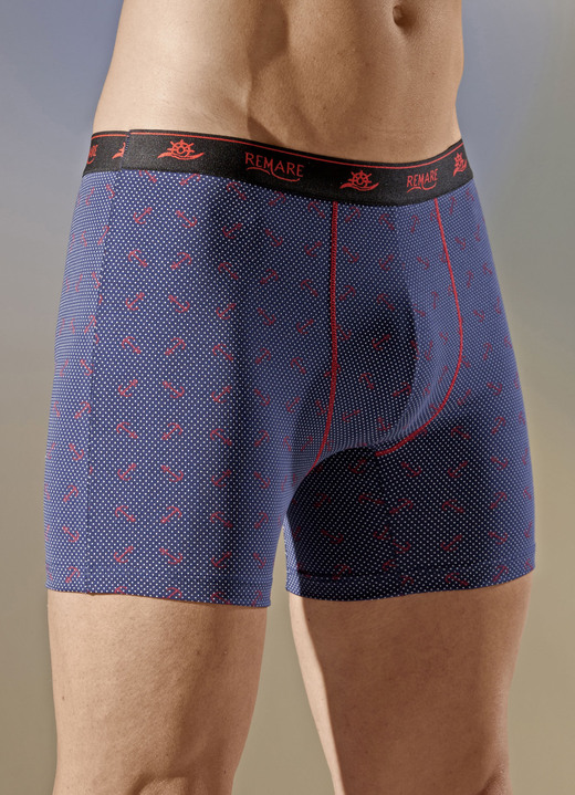 Pants & Boxershorts - Dreierpack Pants mit Elastikbund und maritimem Alloverdessin, in Größe 004 bis 010, in Farbe MARINE-WEISS-ROT
