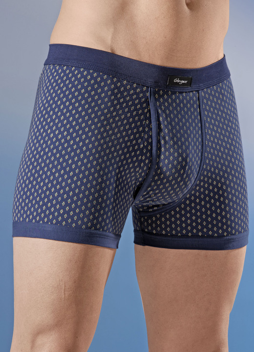 Slips & Unterhosen - Viererpack Unterhosen, allover dessiniert, in Größe 005 bis 011, in Farbe 2X MARINE-BUNT, 2X SCHWARZ-BUNT