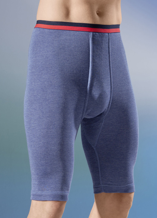 Slips & Unterhosen - Permatherm, Zweierpack Unterhosen, knielang, Winterwäsche, in Größe 004 bis 009, in Farbe 1X JEANSBLAU MELIERT, 1X ANTHRAZIT MELIERT Ansicht 1