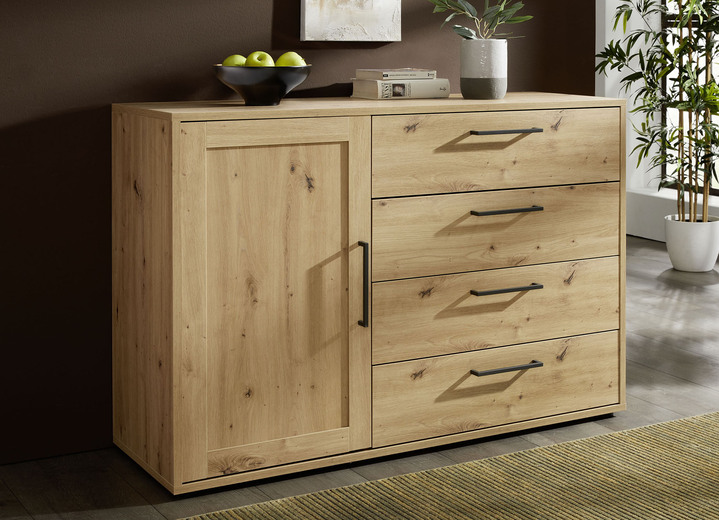 - Möbelserie mit 2 raffinierten Türfüllungen zum Wenden, in Farbe ASTEICHE, in Ausführung Sideboard, 1-türig