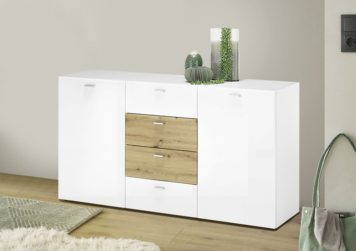 Sideboards - Sideboard mit Schubladen, in Farbe WEISS-EICHE Ansicht 1