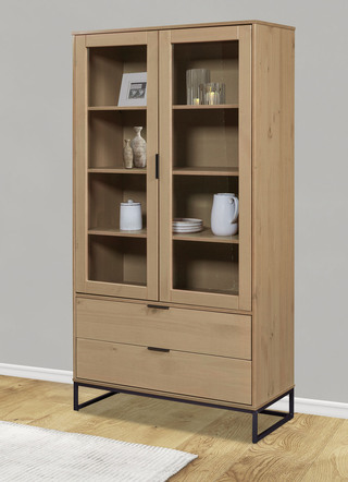 Vitrine, 2-türig, aus massivem Kiefernholz