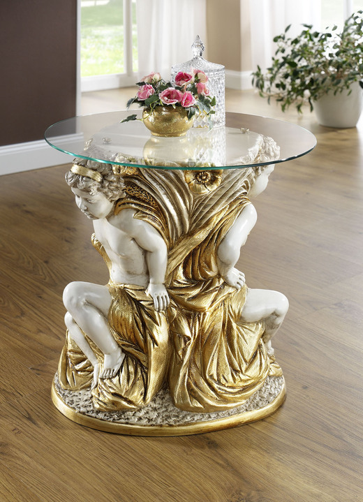 Couchtische - Couchtisch mit echter Blattgoldauflage, in Farbe CREMEWEISS-GOLD