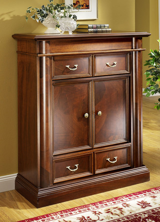 Teilmassives Highboard mit Wurzelholzfurnier