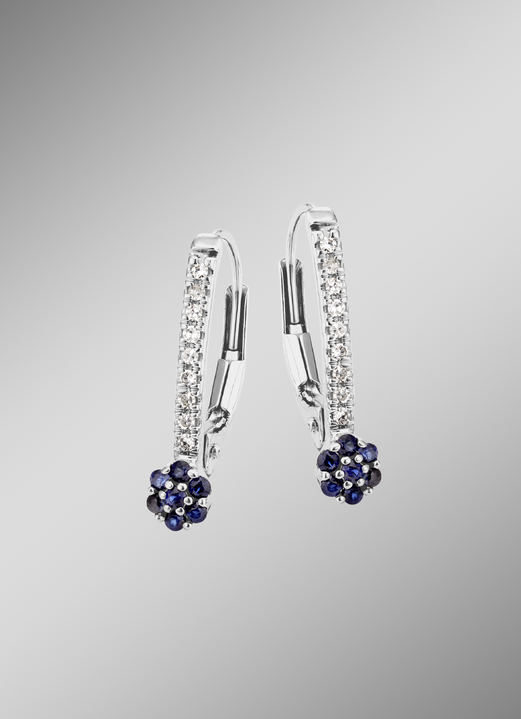 Ohrschmuck - Edle Ohrringe mit 18 Diamanten und echt Safir, in Farbe  Ansicht 1