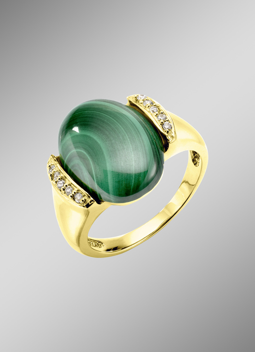 Ringe - Damenring, mit echt Malachit, in Größe 160 bis 220, in Farbe  Ansicht 1