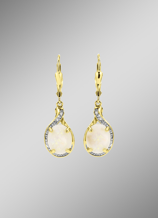 Ohrringe mit echt Opal und Diamanten