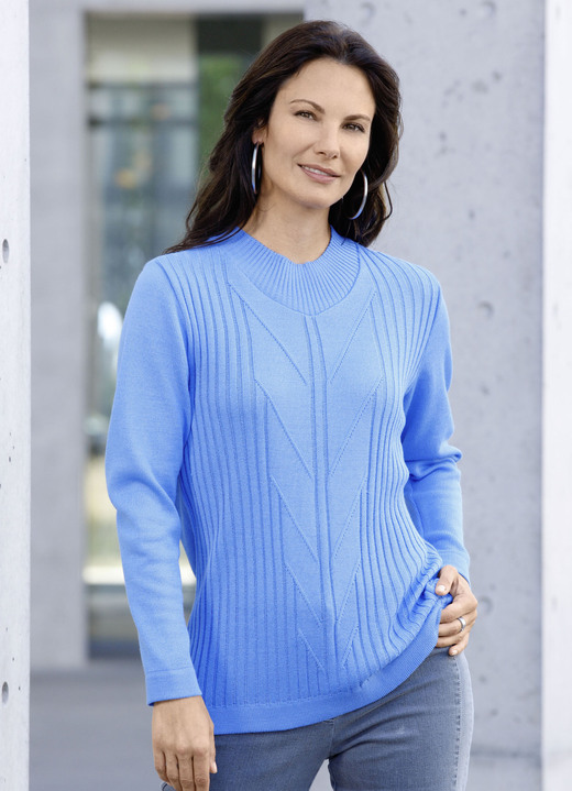 Basics - Pullover mit Schurwolle, in Größe 038 bis 054, in Farbe HELLBLAU Ansicht 1