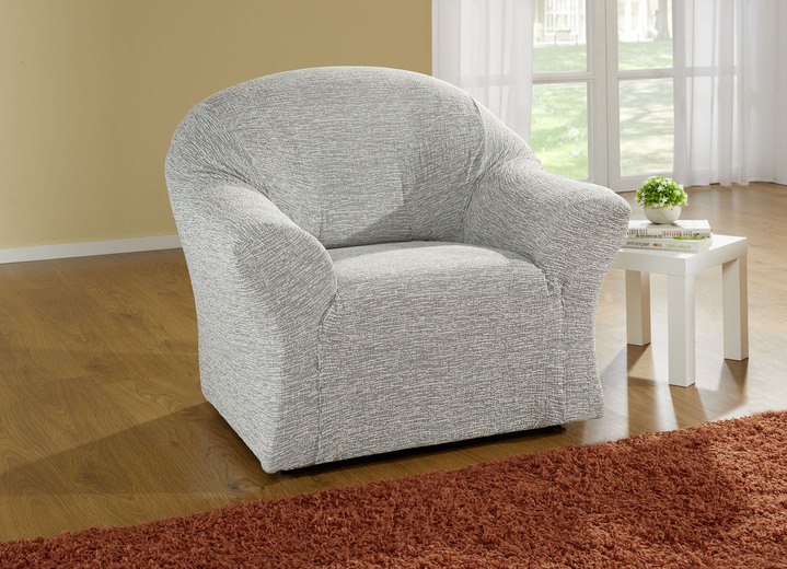 Sessel- & Sofaüberwürfe - Stretchbezüge, in Größe 101 (Sesselbezug) bis 106 (Stuhlbezug), in Farbe CREME Ansicht 1