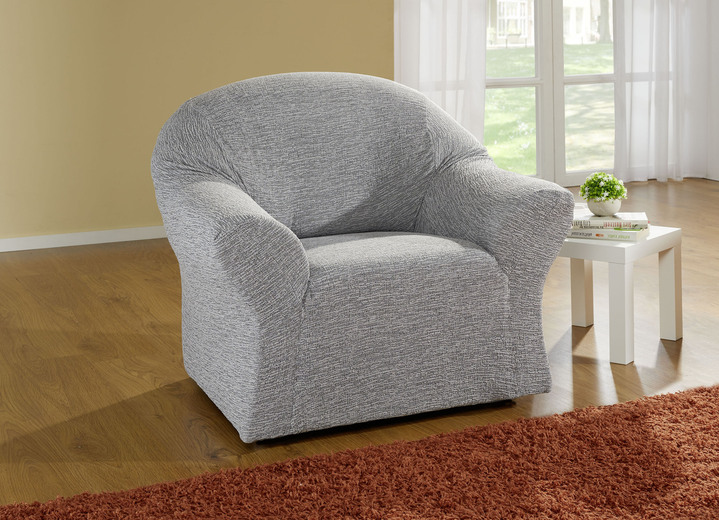 Sessel- & Sofaüberwürfe - Stretchbezüge, in Größe 101 (Sesselbezug) bis 106 (Stuhlbezug), in Farbe GRAU Ansicht 1