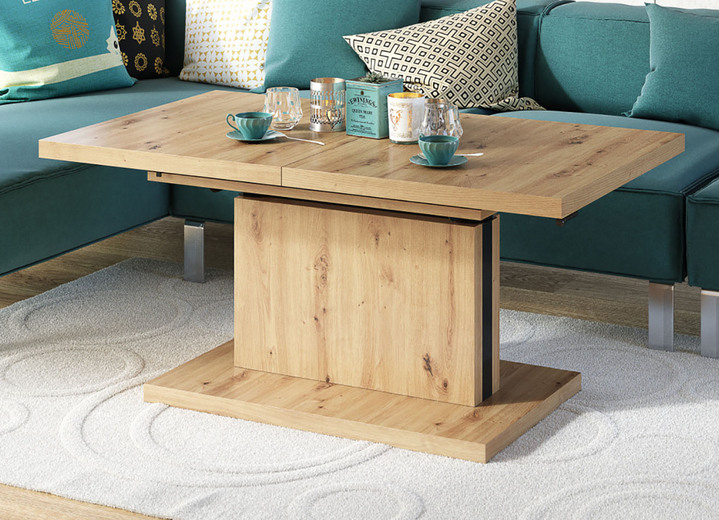 - Höhenverstellbarer und ausziehbarer Couchtisch, in Farbe ARTISAN EICHE