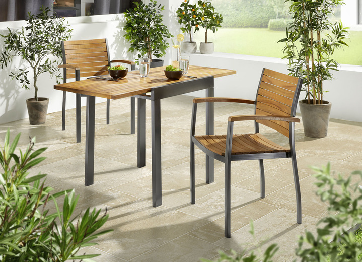 Garten - Gartenmöbel-Serie Santorin, in Farbe GRAFIT, in Ausführung Balkonset, 3-teilig, mit Stapelsesseln Ansicht 1