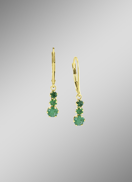 Ohrschmuck - Ohrringe mit echt Smaragd, in Farbe  Ansicht 1