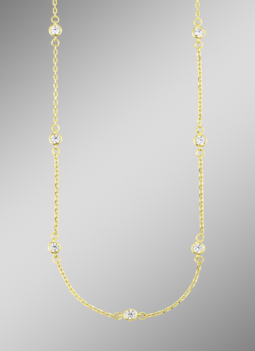 Halsketten - Schicke Anker-Halskette aus Gold 585/- fein mit synth. Zirkonia, in Farbe  Ansicht 1