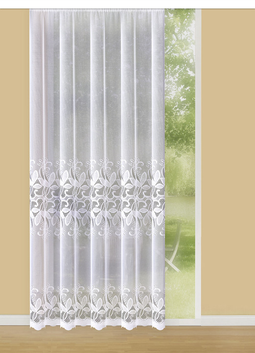 Klassisch - Fensterdekoration, in Größe 136 (Bogenstore, H105xB300 cm) bis 458 (Raffgarnitur, H245xB145 cm), in Farbe WEISS Ansicht 1