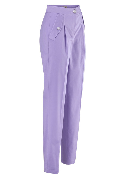 Hosen mit Knopf- und Reißverschluss - Hose mit sportivem Chic, in Größe 018 bis 050, in Farbe FLIEDER Ansicht 1