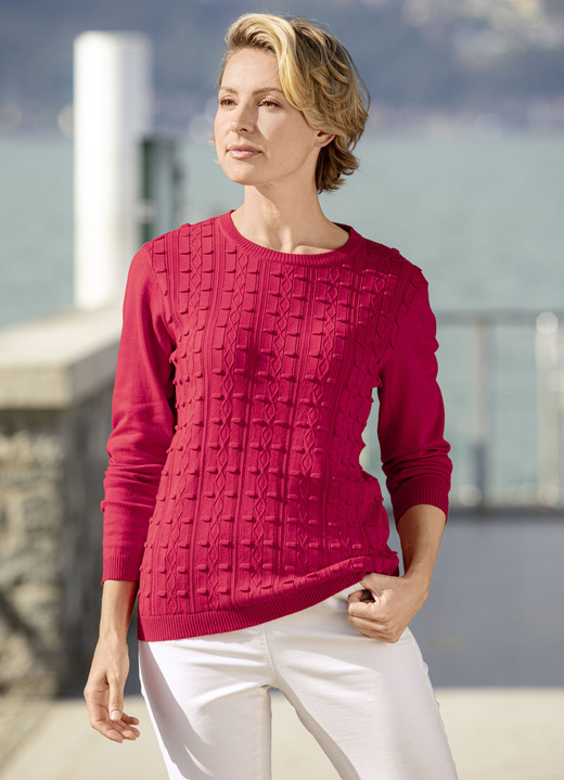Basics - Pullover mit streckendem Strukturmuster, in Größe 036 bis 052, in Farbe ROT Ansicht 1