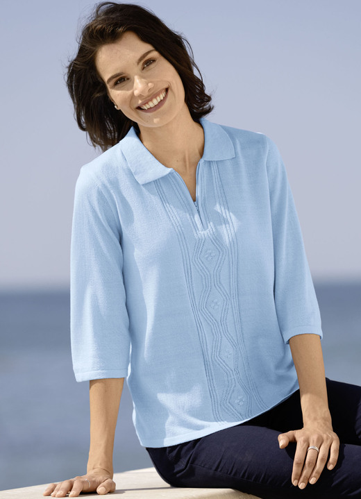 Damenmode - Pullover aus Friségarn, in Größe 036 bis 052, in Farbe BLEU Ansicht 1