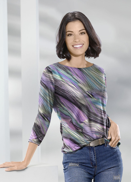 Klaus Modelle - Pullover in Feinstrick Klaus Modelle - Pullover in Feinstrick, in Größe 038 bis 054, in Farbe LILA-SCHWARZ-MULTICOLOR