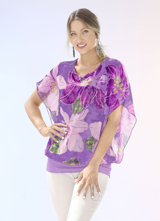 Shirtbluse mit Chiffon-Überwurf in 2 Farben