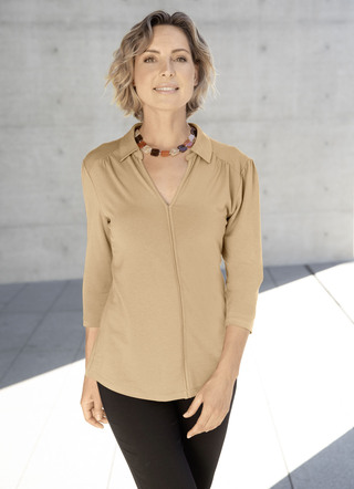 Poloshirt mit Zierblende in 2 Farben
