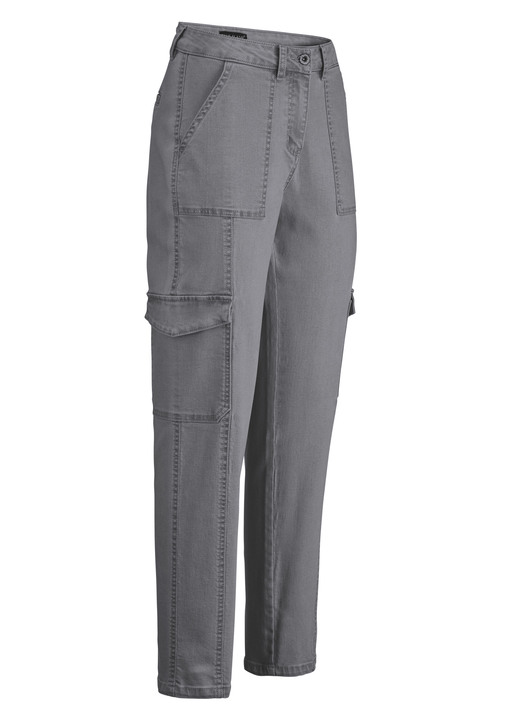Hosen mit Knopf- und Reißverschluss - Knöchellange Cargojeans, in Größe 017 bis 050, in Farbe GRAU Ansicht 1