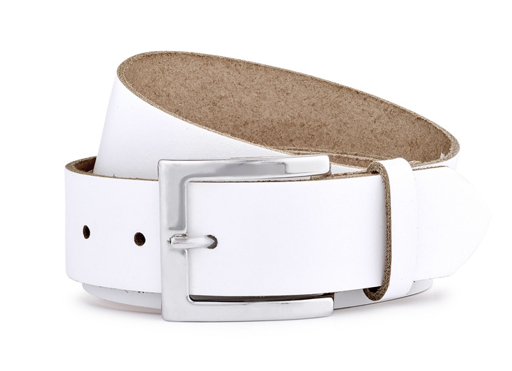 Gürtel - Trendiger Damen-Gürtel aus Leder, 3,5 cm breit, in Größe 100 bis 120, in Farbe WEISS Ansicht 1