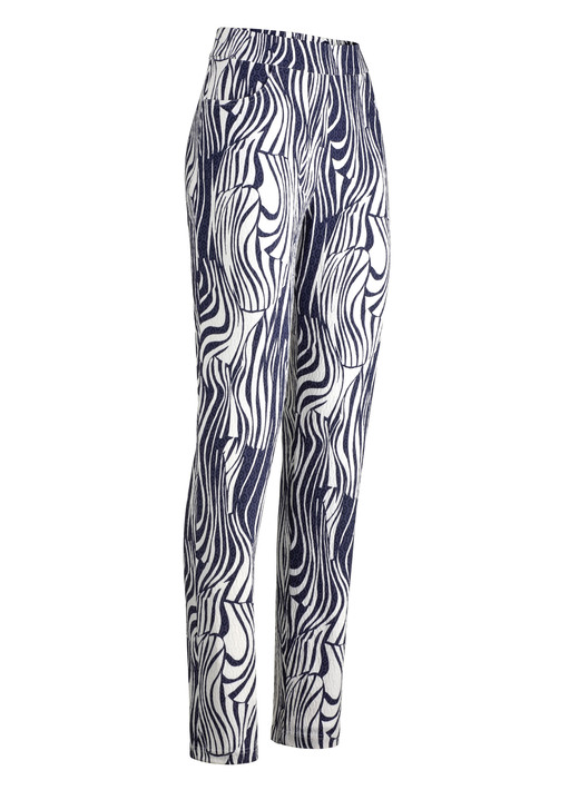 Hosen - Hose in ausdrucksstarker Dessinierung, in Größe 018 bis 052, in Farbe DUNKELBLAU-WEISS Ansicht 1