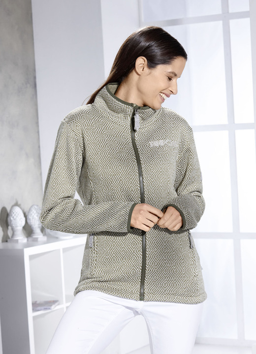 - Jacke mit Jacquardmuster, in Größe 3XL bis XXL, in Farbe BEIGE-OLIV Ansicht 1