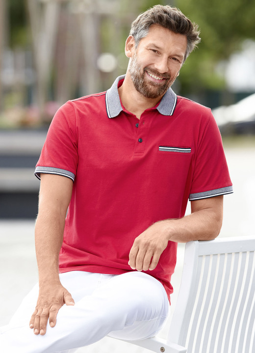 Shirts - Poloshirt in 3 Farben, in Größe 046 bis 062, in Farbe ROT Ansicht 1