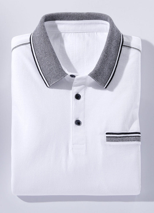 Shirts - Poloshirt in 3 Farben, in Größe 046 bis 062, in Farbe WEISS Ansicht 1