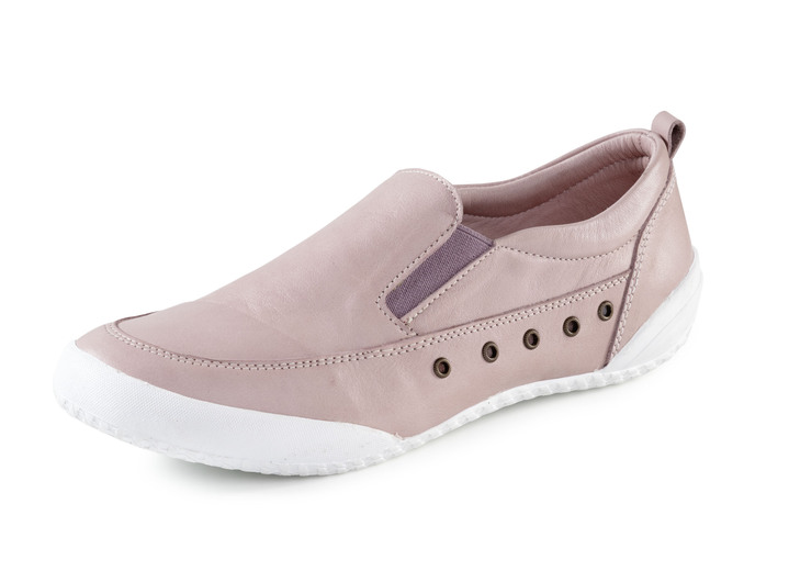 Damenmode - ELENA EDEN Slipper aus Nappaleder mit Zierösen, in Größe 036 bis 042, in Farbe ROSÉ Ansicht 1