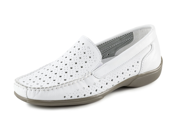 Slipper & Schnürschuhe - ELENA EDEN Mokassin-Slipper mit luftiger Perforation, in Größe 036 bis 042, in Farbe WEISS Ansicht 1