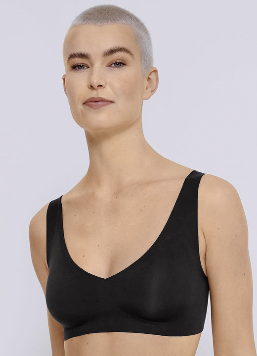 BH ohne Formbügel - Sloggi ZERO Feel BH mit extraflachen Abschlüssen, in Größe L bis XL, in Farbe SCHWARZ Ansicht 1