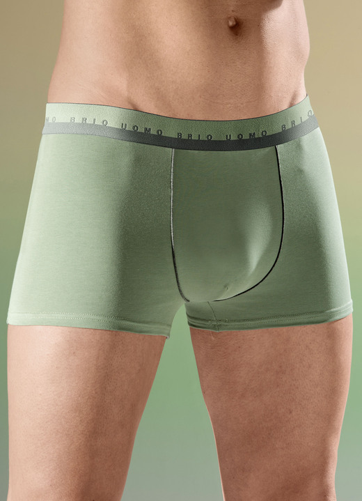 Herrenwäsche - Viererpack Pants mit Elastikbund, in Größe 004 bis 011, in Farbe 2X SALBEIGRÜN, 2X BLAU