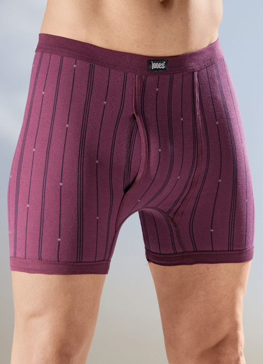 Slips & Unterhosen - Viererpack Unterhosen aus Feinripp, gestreift, in Größe 005 bis 014, in Farbe 2X RUBIN-SCHWARZ, 2X ULTRAMARIN-SCHWARZ