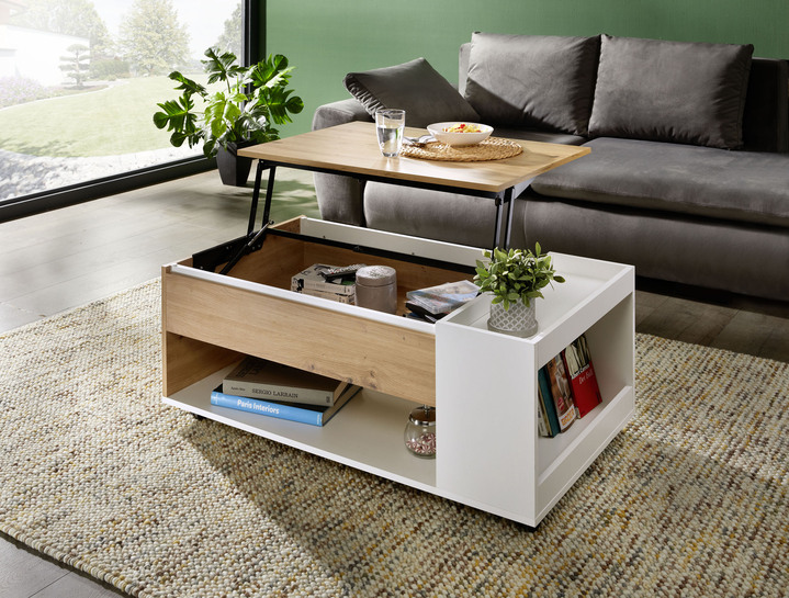 Couchtische - Couchtisch mit Liftmechanik, in Farbe ARTISAN EICHE-WEISS Ansicht 1