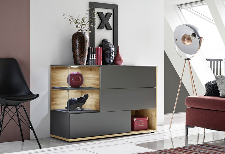 Sideboards - Sideboard mit LED-Beleuchtung, in Farbe ANTHRAZIT-WOTAN EICHE Ansicht 1