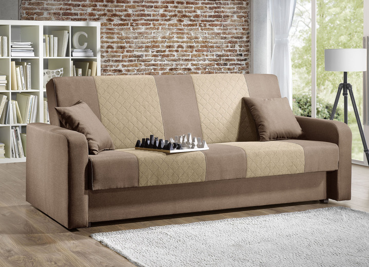 Schlafsofas - Klick-Klack-Sofa mit komfortabler Bonnellfederung, in Farbe BEIGE-CREME Ansicht 1