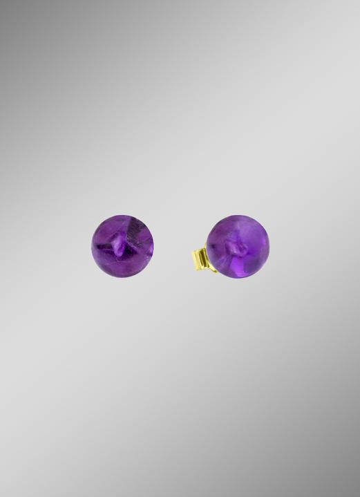 Ohrschmuck - Zeitlose Edelstein-Ohrstecker, in Farbe , in Ausführung Echt Amethyst Ansicht 1