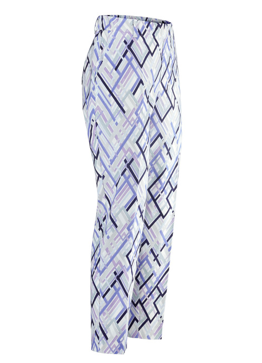 Hosen - Hose in 7/8-Länge mit aktueller Dessinierung, in Größe 018 bis 052, in Farbe ECRU-FLIEDER-SALBEI-BLAU Ansicht 1