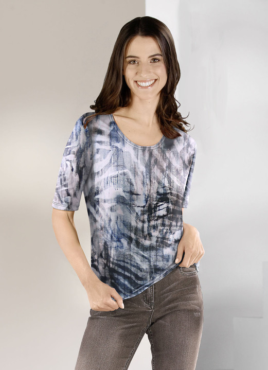 Kurzarm - Ansprechendes Shirt der Marke Klaus Modelle, in Größe 036 bis 052, in Farbe JEANSBLAU-BLEU