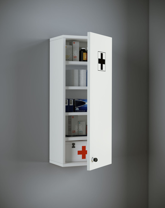 Badezimmermöbel - Medizinschrank, in Farbe WEISS, in Ausführung Medizinschrank, 1-türig Ansicht 1