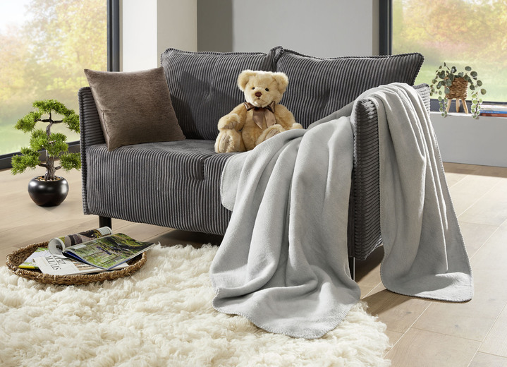 Polstergruppen - Polstermöbel mit dekorativem Cord-Bezug, in Farbe CREME, in Ausführung Dreisitzer Ansicht 1