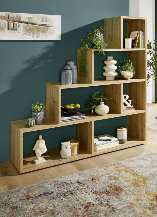 Regale - Modernes Regal mit Melaminharzbeschichtung, in Farbe ASTEICHE, in Ausführung 4 offene Fächer, Breite 120 cm Ansicht 1