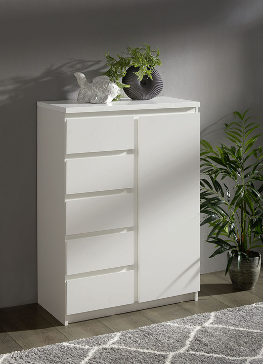 Kommoden - Kommode in modernem Design, in Farbe WEISS, in Ausführung Kommode, 1-türig Ansicht 1