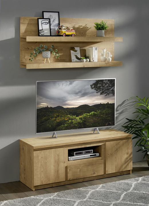 TV- & Hifi-Möbel - TV-Longboard mit Wandboard in modernem Design, in Farbe EICHE, in Ausführung TV-Longboard, klein Ansicht 1