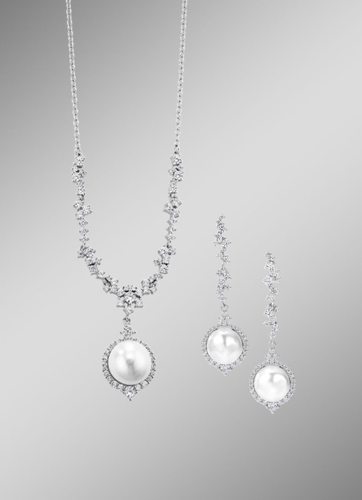 Halsketten - Schmuck-Set mit Süßwasser-Zuchtperlen, 2-teilig, in Farbe  Ansicht 1